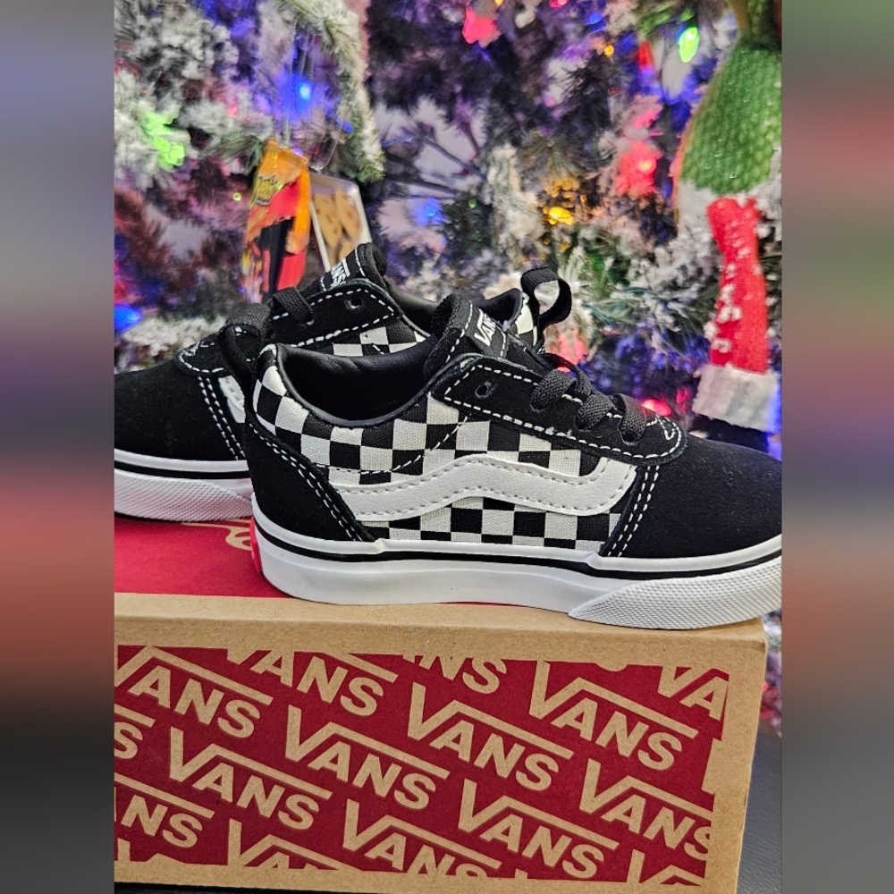 Vans Kids Black and White Checkered Sneakers